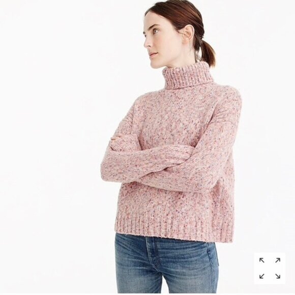 J. Crew Sweaters - J. Crew Pink Purple Marled Wool Boxy Crop Turtleneck Sweater Light Academia XS